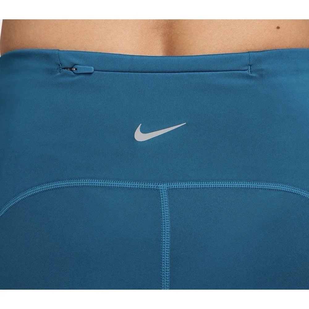 New Nike Swift Women's High-Waisted Tights Running Biker Shorts Teal Blue Size M
